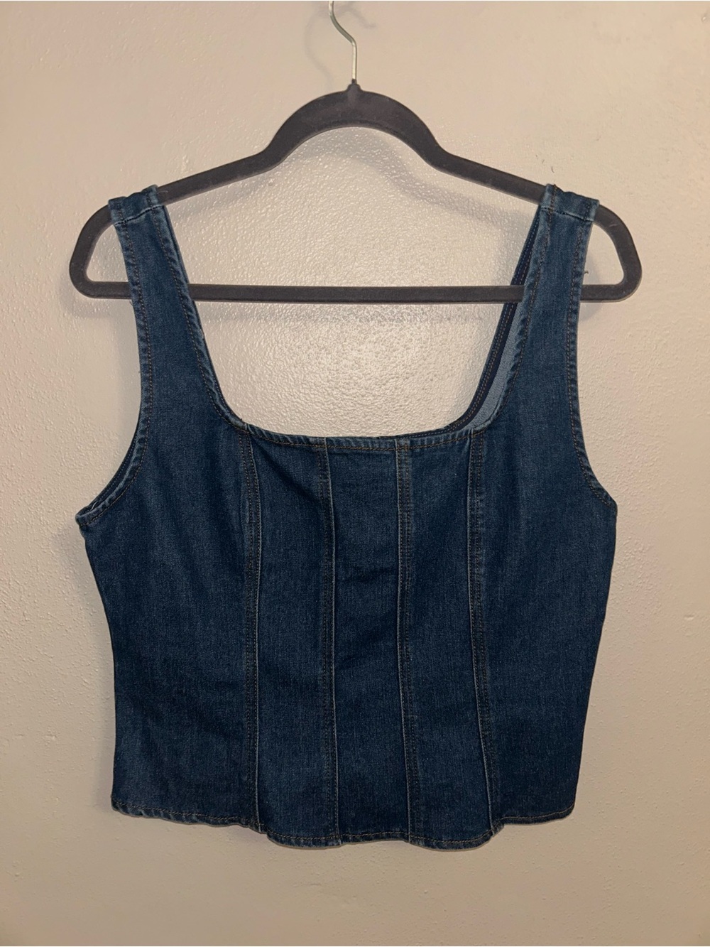 Rachel Zoe Dark Denim Square-Neck Crop Tank